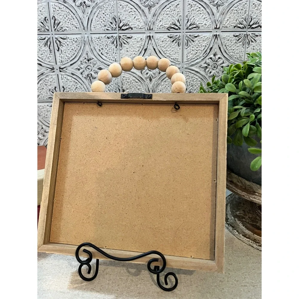 Mark 5:36 Just Believe Rustic Wood Framed Sign with Bead Handle Farmhouse Decor